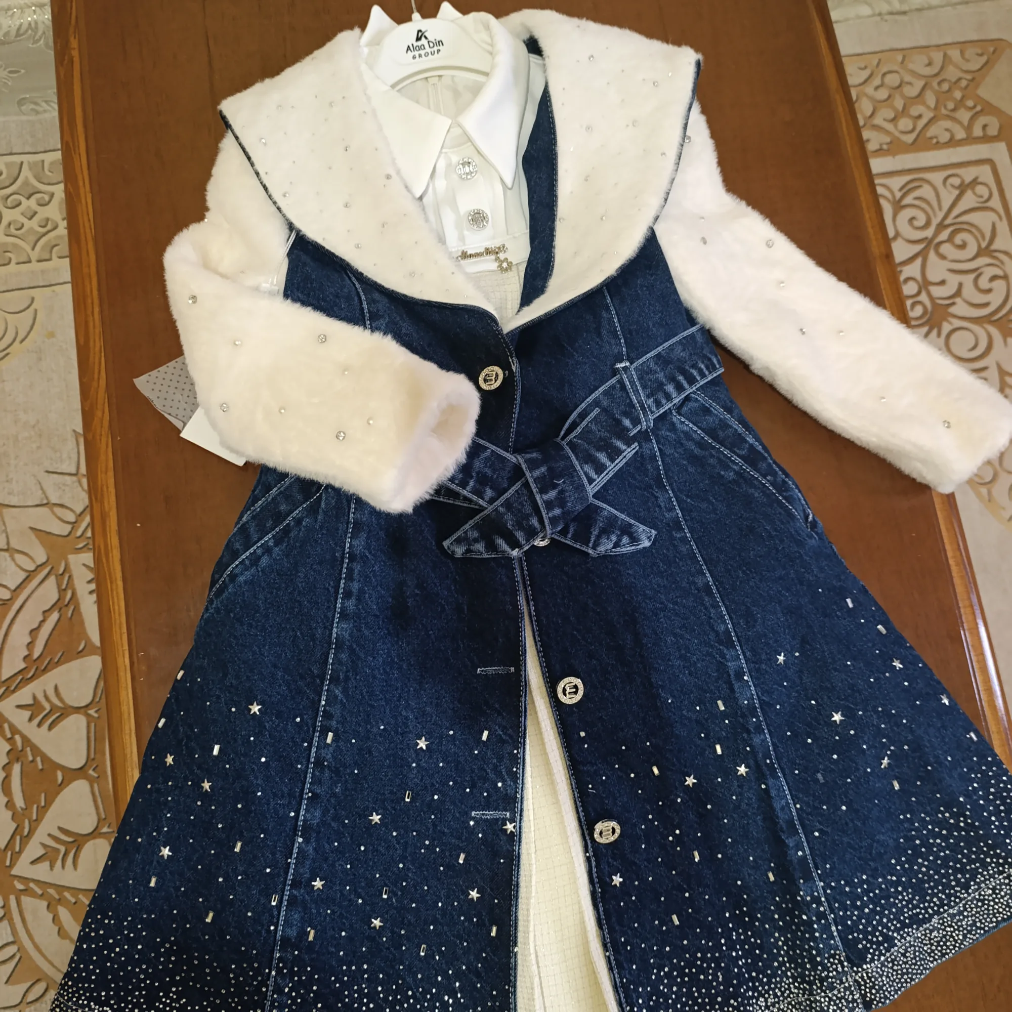 معطف جينز و فستان تركي فاخر للعيد